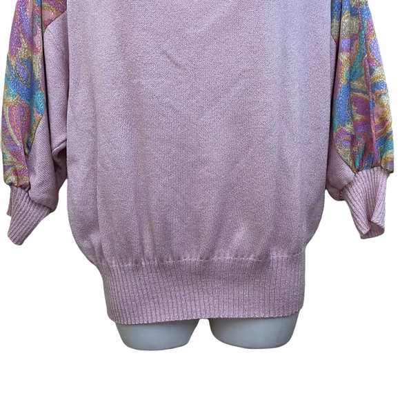 Retro 80s Pink Sweater Vintage Pullover Anthony Sicari Size 12 - Picture 4 of 9